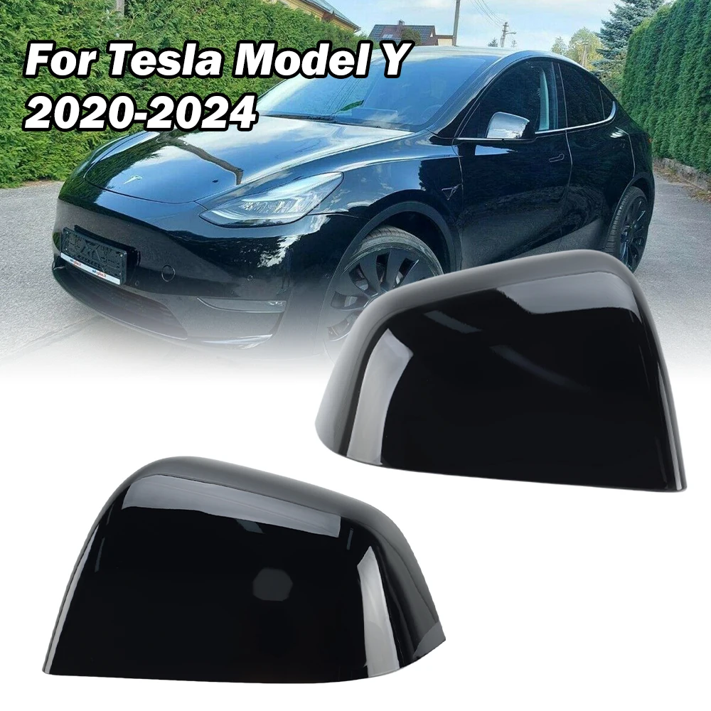 Крышки боковых зеркал заднего вида для Tesla Model Y 2020-2024 черные с пряжкой крышка