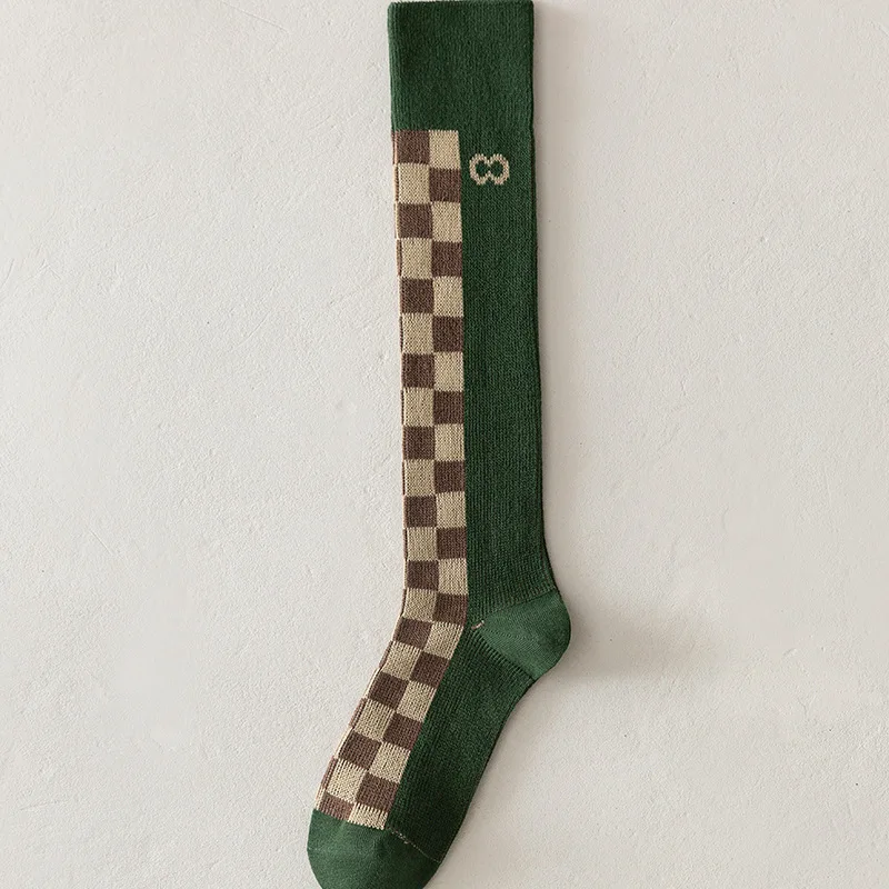 Girl Knee-high Stockings College Rhombus Plaid Knee Socks Women Spring Summer Female Sock Fashion Ladies Long Socks