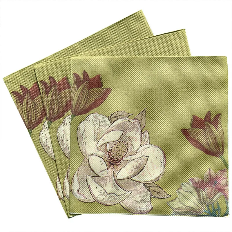 

100pcs Lotus Disposable Napkin Retro Beautiful Tissue Birthday Wedding Party Tissue Home Dedor DIY Paper Printing Napkins