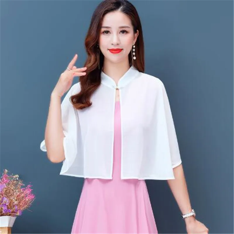 

Chiffon Shrugs for Womens Bolero Bridal Open Front Loose Sheer Bolero Shawl Cape Top for Wedding Party Dress Cape Cover Up