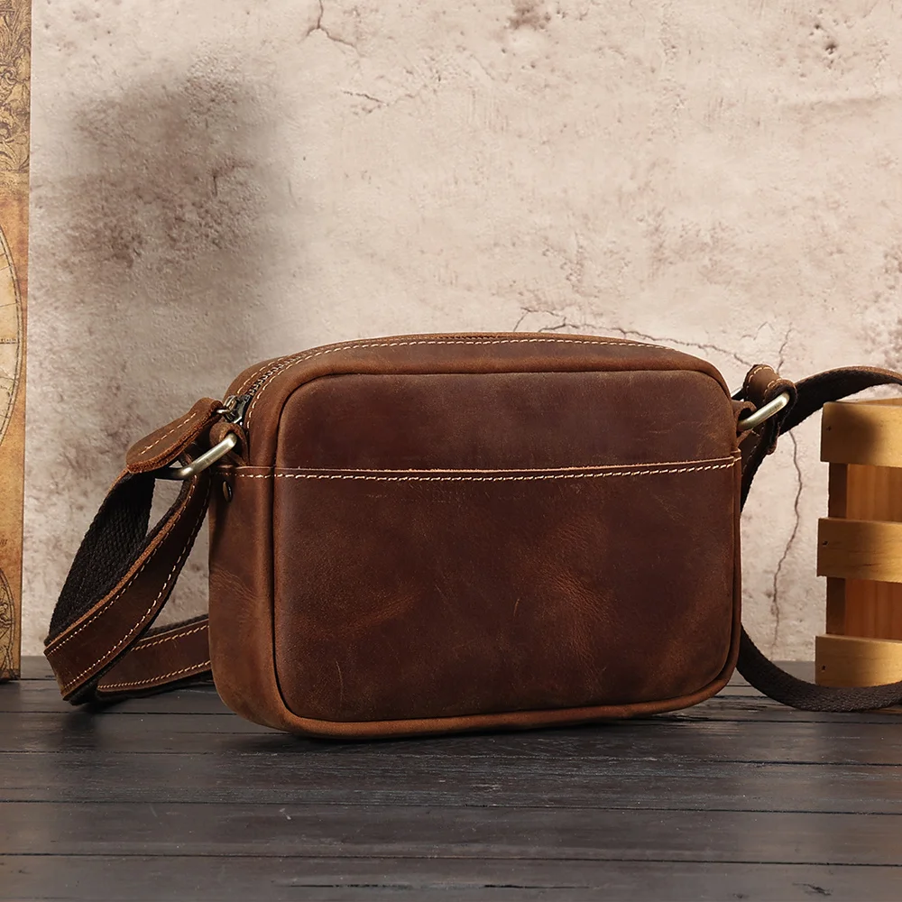 

Новая мужская сумка через плечо из натуральной кожи Crazy Horse брендовая дизайнерская сумка через плечо для мужчин маленькая мини-сумка мужская сумка почтальона