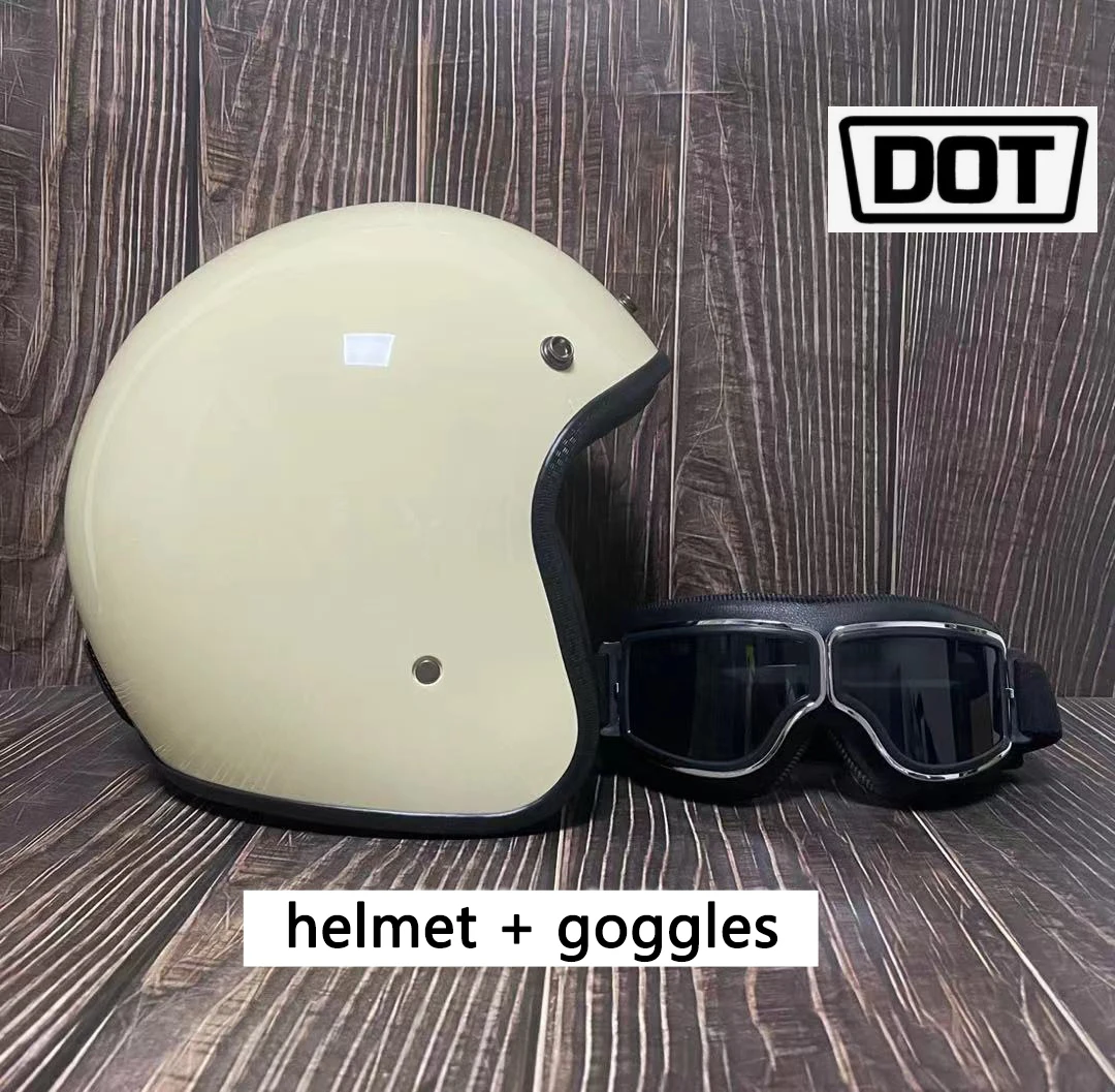 DOT approved retro motorcycle helmet + goggles casco 3/4 open face helmet cafe racer helmet For Kawasaki Z650 Z800 Z900 Z1000