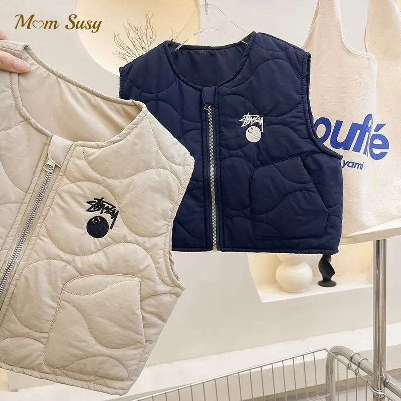 

Fashion Baby Boy Girl Vest Cotton Padded Infant Toddler Child Waistcoat Zipper Outwear Spring Autumn Winter Baby Clothes 1-7Y