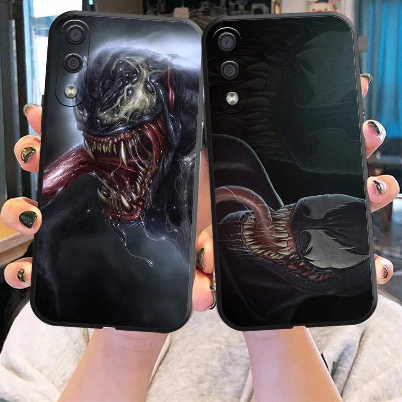 

Marvel Venom Phone Case For Samsung Galaxy S8 S9 S10 S10E S20 S21 FE S21 Plus Back Liquid Silicon Black Silicone Cover