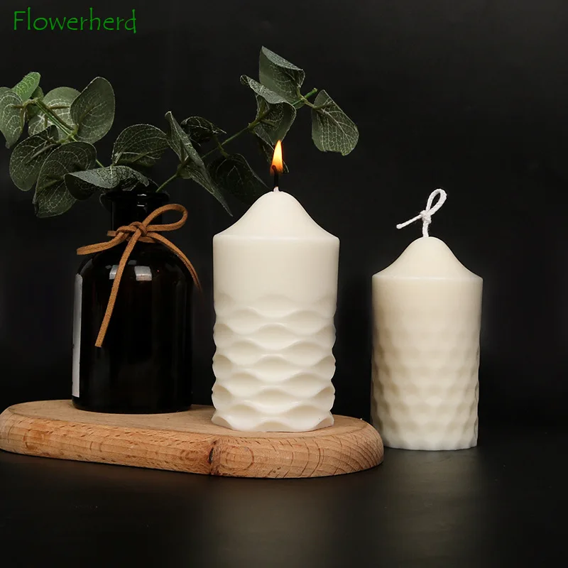 

Silicone DIY Cylindrical Corrugated Candle Silicone Mold Handmade Aromatherapy Home Decoration Candle Molds for Candle Making