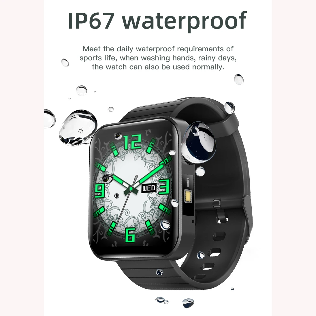 1 69hd large screen smart watch heart rate blood pressure blood oxygen led flashlight women smartwatch for xiaomi samsung phone free global shipping