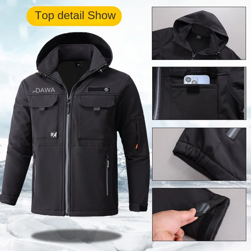 Мужской бархатный костюм для рыбалки на осень и зиму водонепроницаемый