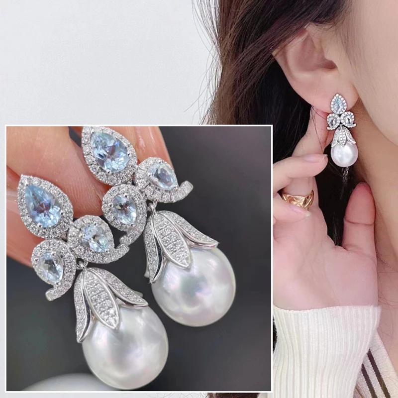 Большие серьги-подвески MeiBaPJ из серебра 925 пробы в виде природных цветов 10-11 мм