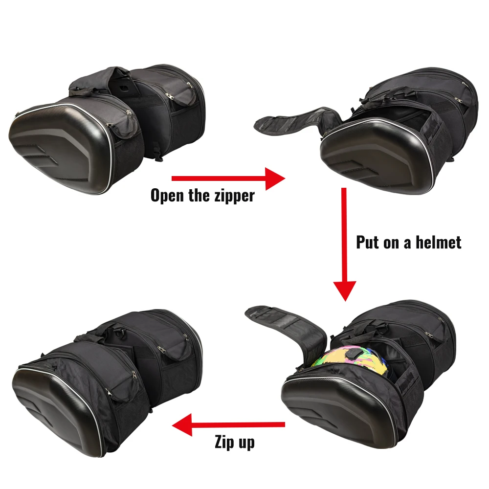 Универсальные Мотоциклетные Седельные Сумки 36L-58L Расширяемые Водонепроницаемые