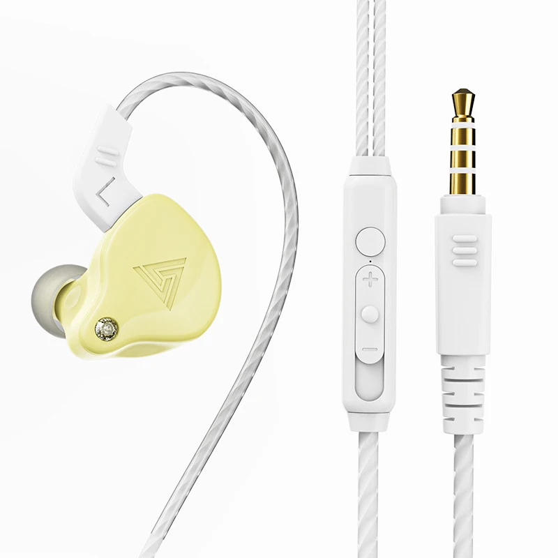 

QKZ AK6 X Yellow Dynamic 3.5mm HIFI Wired Headphone with MIC Deep Bass In-ear Handfree Earbuds for Girls AirPods Wired Earphone
