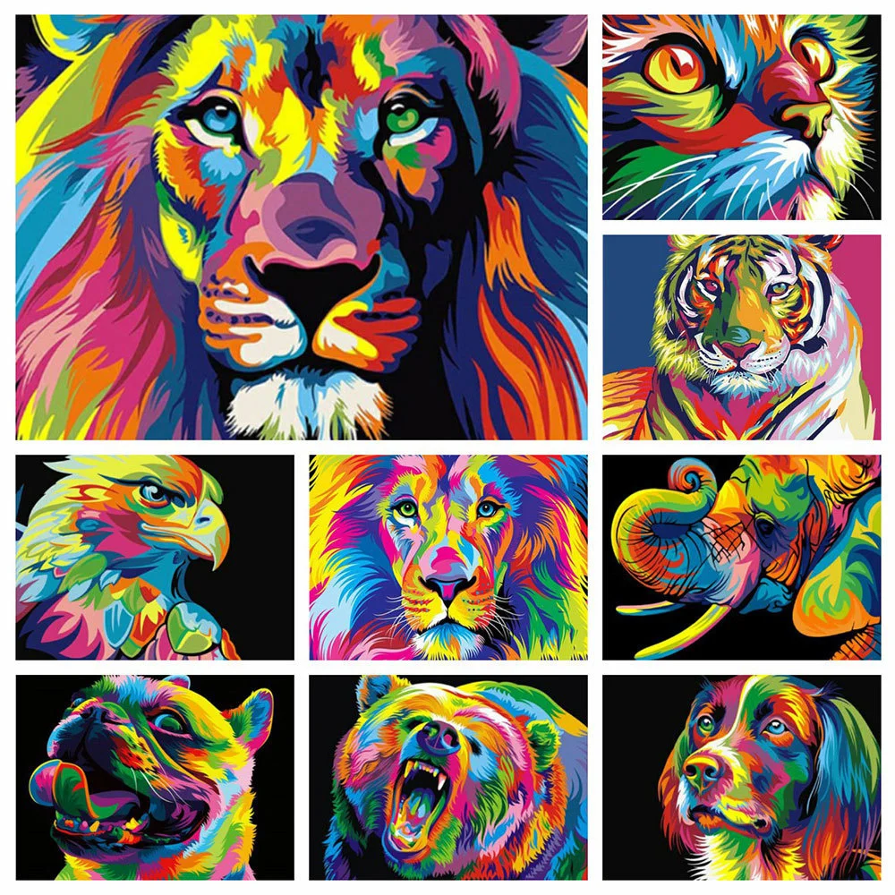 

HUACAN Diamond Painting Kit Animal Cat 5D DIY Diamond Embroidery Lion Pictures Of Rhinestones Mosaic Decortion