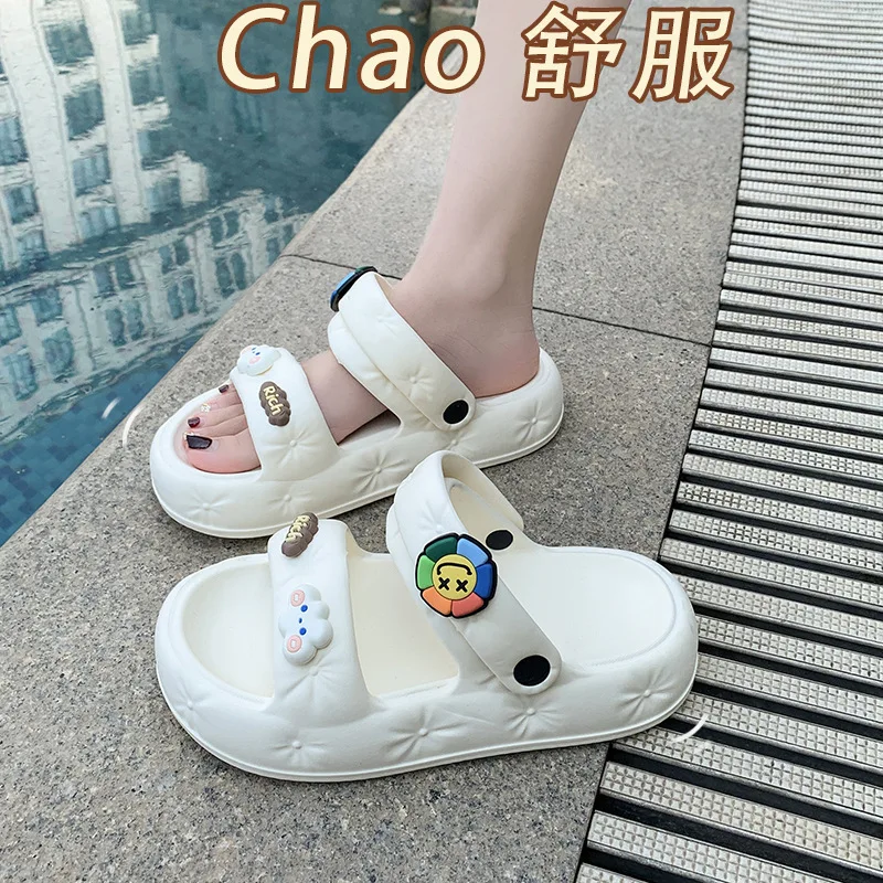 2023 Summer sandals cartoon thick soled two-wear sandals men's and women's non-slip breathable slippers