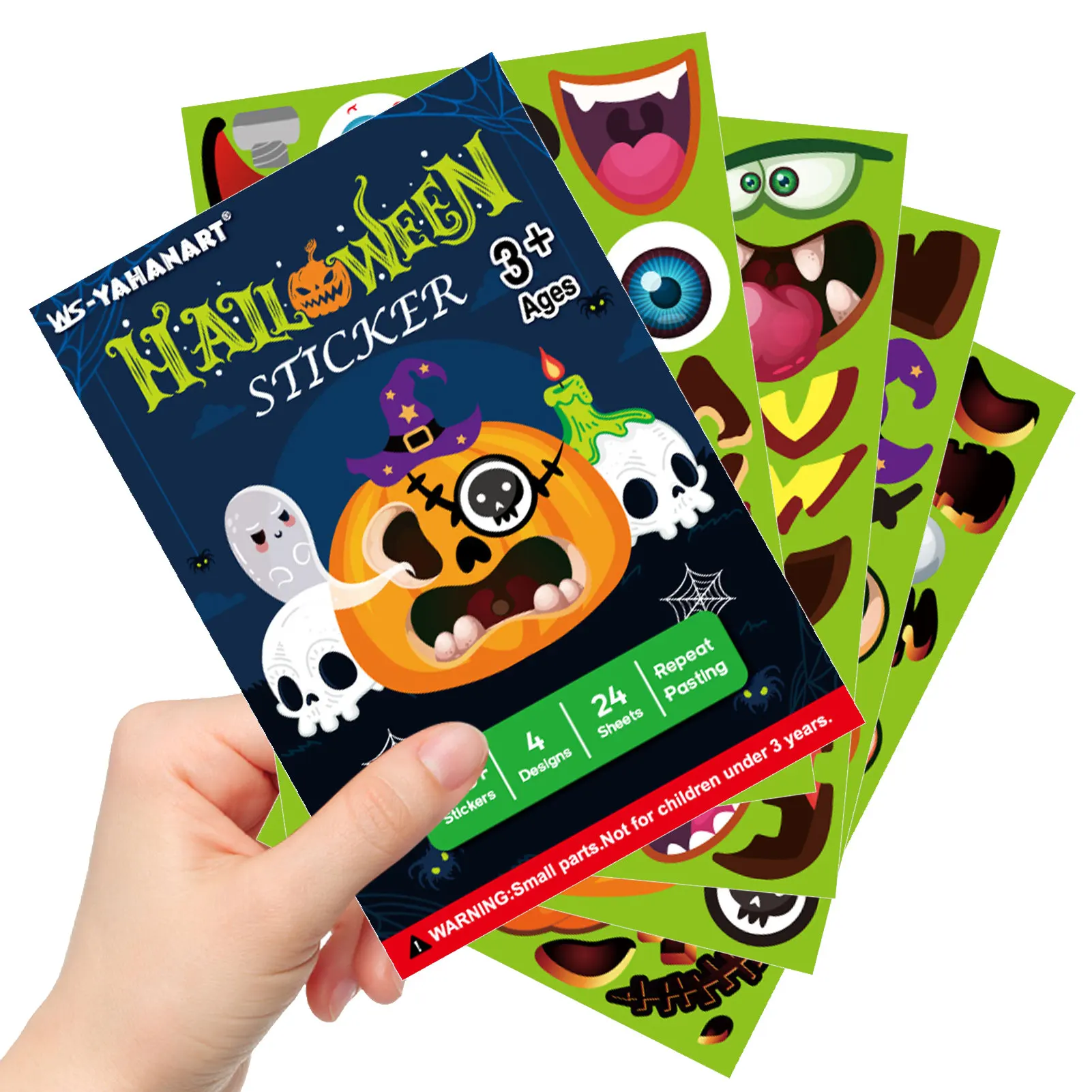 

24 PCS Halloween Pumpkin Stickers Yelltale Halloween Decorations Pumpkin Stickers Non-Repeating Halloween Decals Vinyl