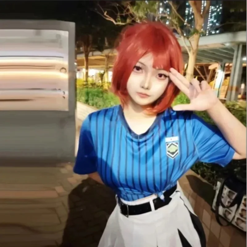 Фото A;3\v,7'd/Аниме Blue Blockage Anri Teieri Костюм Парик Униформа для чирлидинга Косплей Топ Юбка Футбольная форма Tew;3'f,6;t.v;5'b\8/ №2