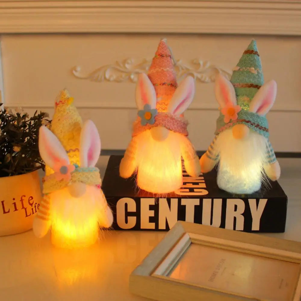 

2023 Easter Day Theme Design Easter Shining Rabbit Soft Skin Faceless Dolls With Lights Creative Festive Atmosphere Easter Bunny