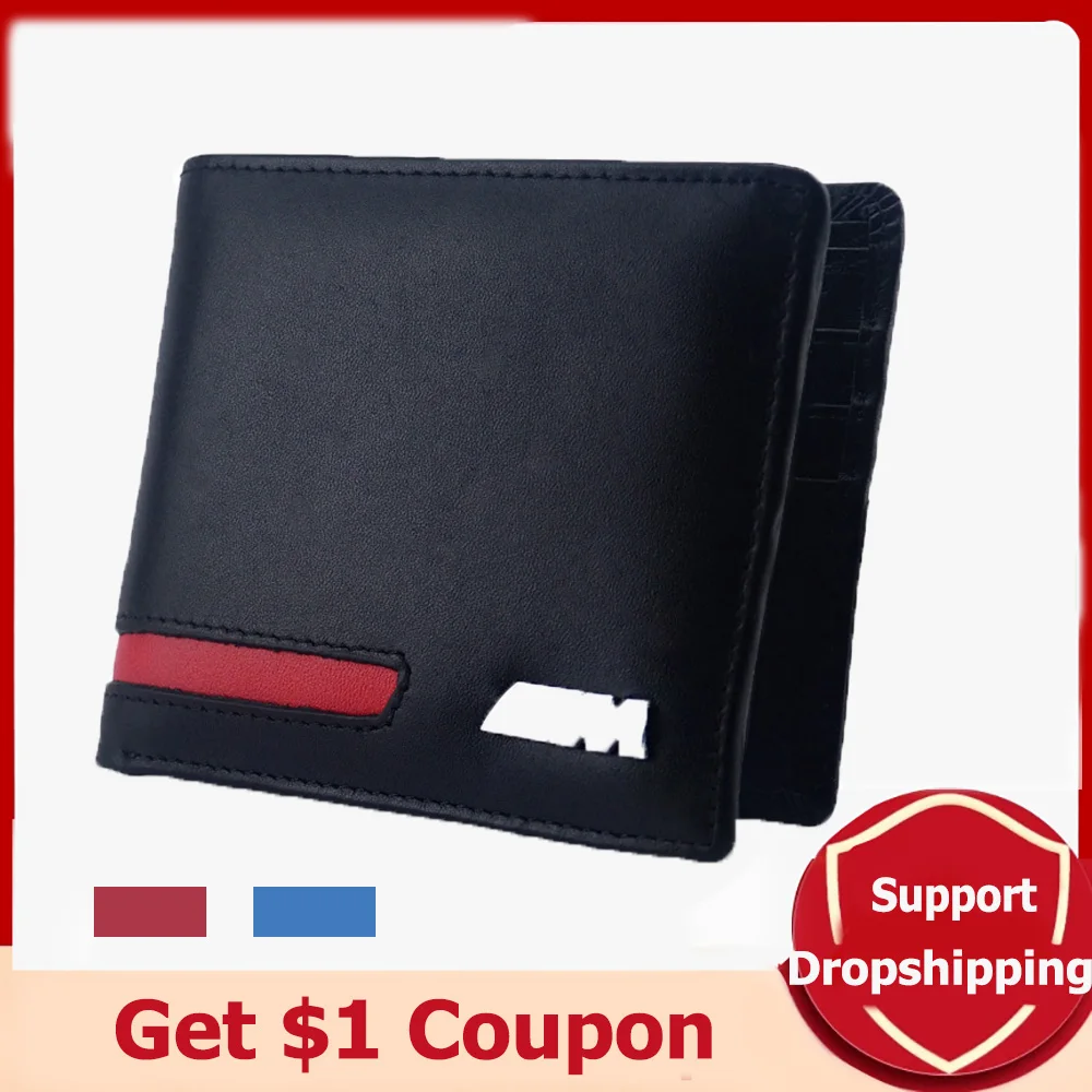 

BMW Men Wallet Genuine Leather Short Coin Pocket bmw M Card Holder Male Wallet for bmw E46 E90 E39 E87 F30 F10 bmw accessories