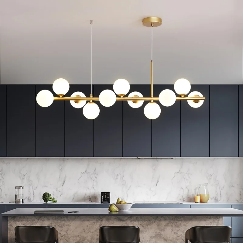 

Modern Nordic Led Chandelier for Dining Room Kitchen Island Pendant Lamp Restaurant G9 Glass Ball Ceiling Design Hanging Light