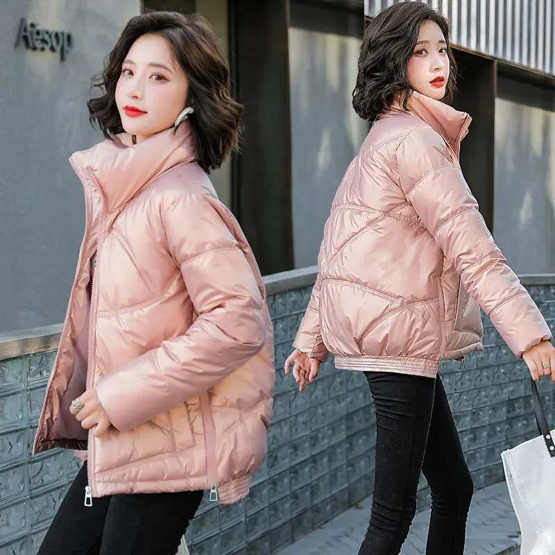 Women's Cotton Padded Parkas Jackets Warm Thick Casual Stand Collar Zipper Coat Female 2022 Winter Solid Elegant Parkas Outwear