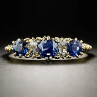 beautiful navy blue diamond female engagement wedding love ring size 6 10