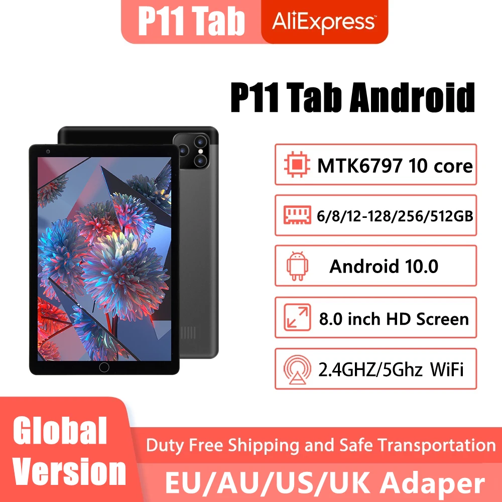 

Global Version Tab P11 pro 10 inches Pad Full HD Screen Android 10 Tablet Dual Sim Camera 10Core 8800mAh Tablet Android P11 Tab