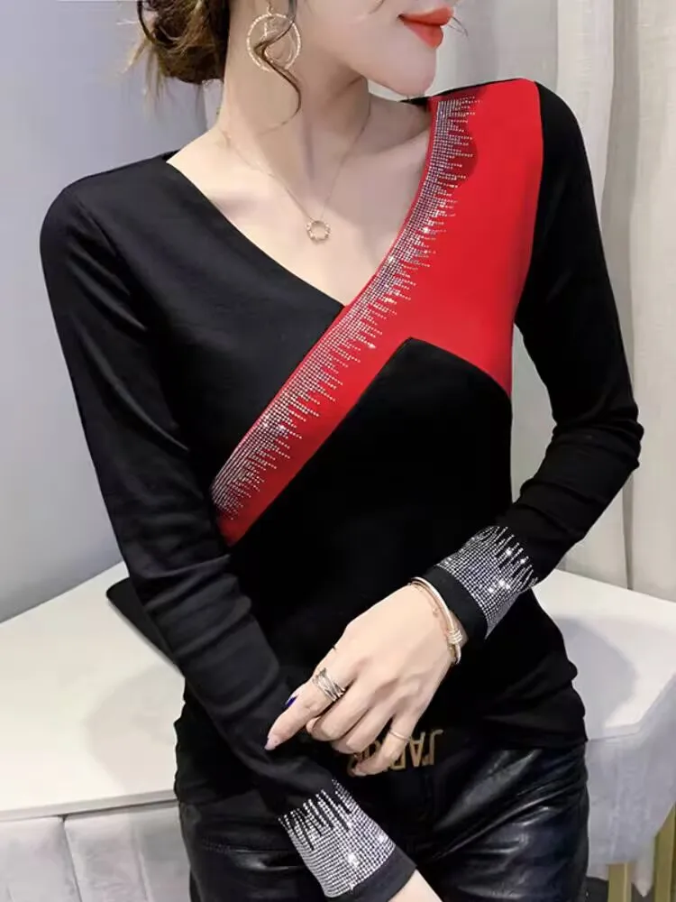 Элегантный комплект с бриллиантами повседневный M-3XL женский весенне-летний