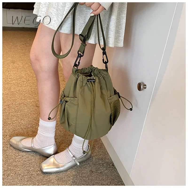 Японский дизайн Ins сумки-ведра на шнурке модные нейлоновые сумки-мессенджеры для