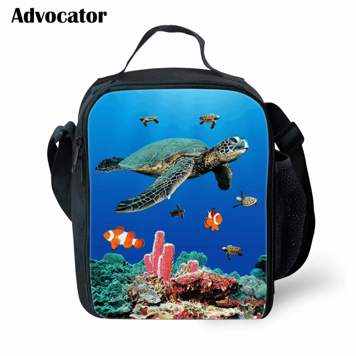 

ADVOCATOR Sea Turtle 3D Pattern Lunch Bag for Students Boys Girls Large Insulated Food Keep Warm Bag Shoulder Lunchbox Mochila