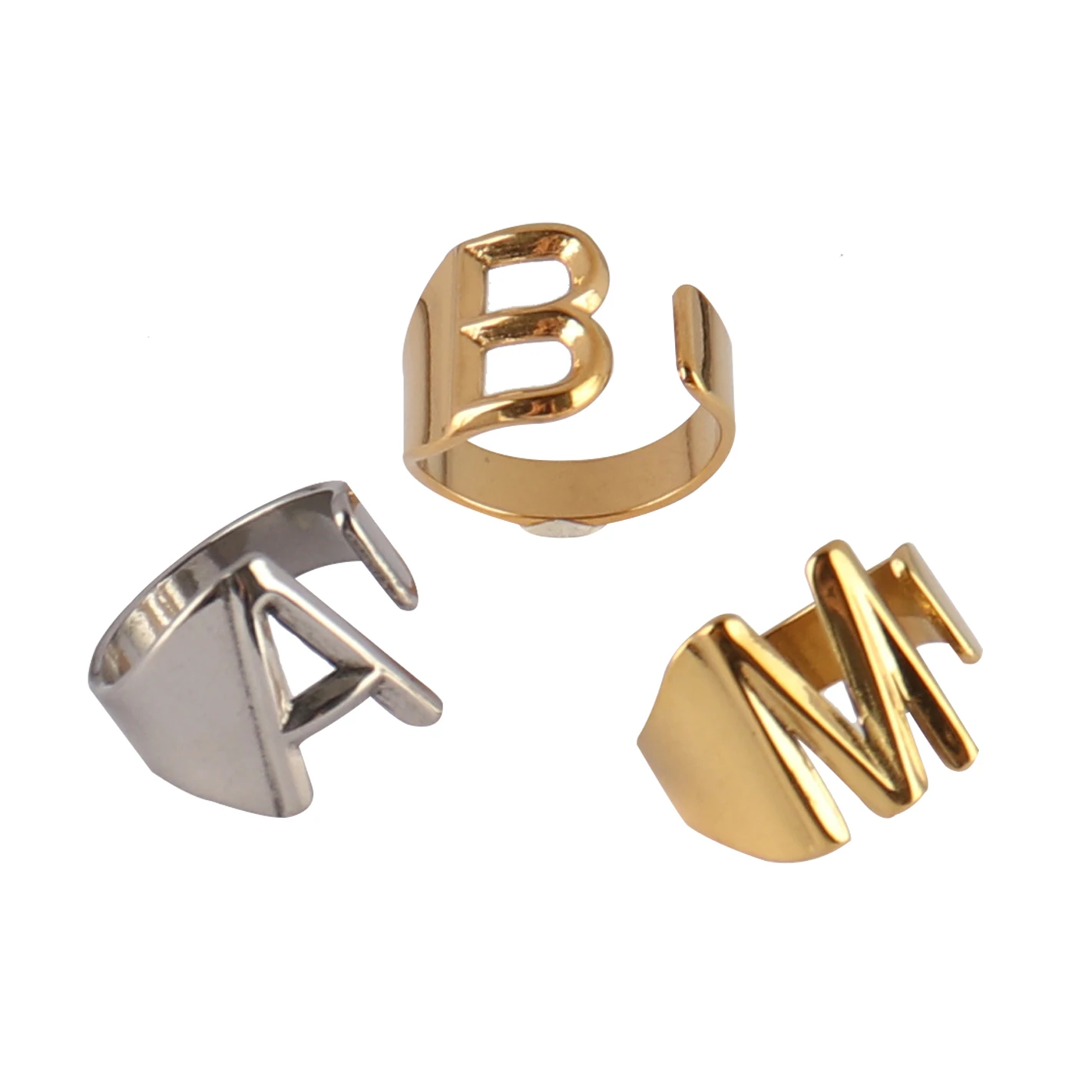 

Initial A-Z Letter Rings For Women Punk Open Couple Letter ring Stainless Steel Gold Alphabet Name Adjustable Ring Jewelry Gift