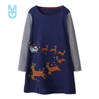 new jumping meters children girls dresses applique deer kids dress long sleeve polka dot red dress gift christmas dress girl