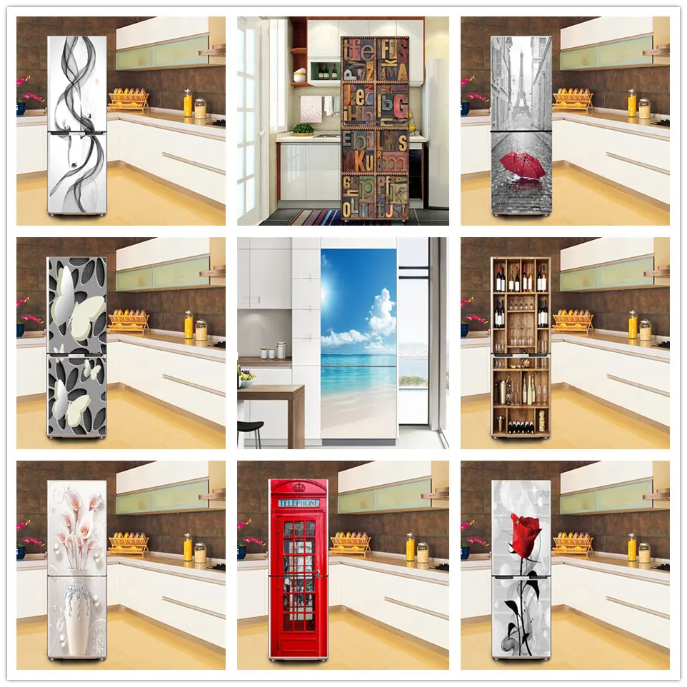 

60x150cm Vinyl Wall Sticker Self-adhesive Waterproof Refrigerator Poster Fridge Decoration DIY Decal Wallpaper Mural Home Decor