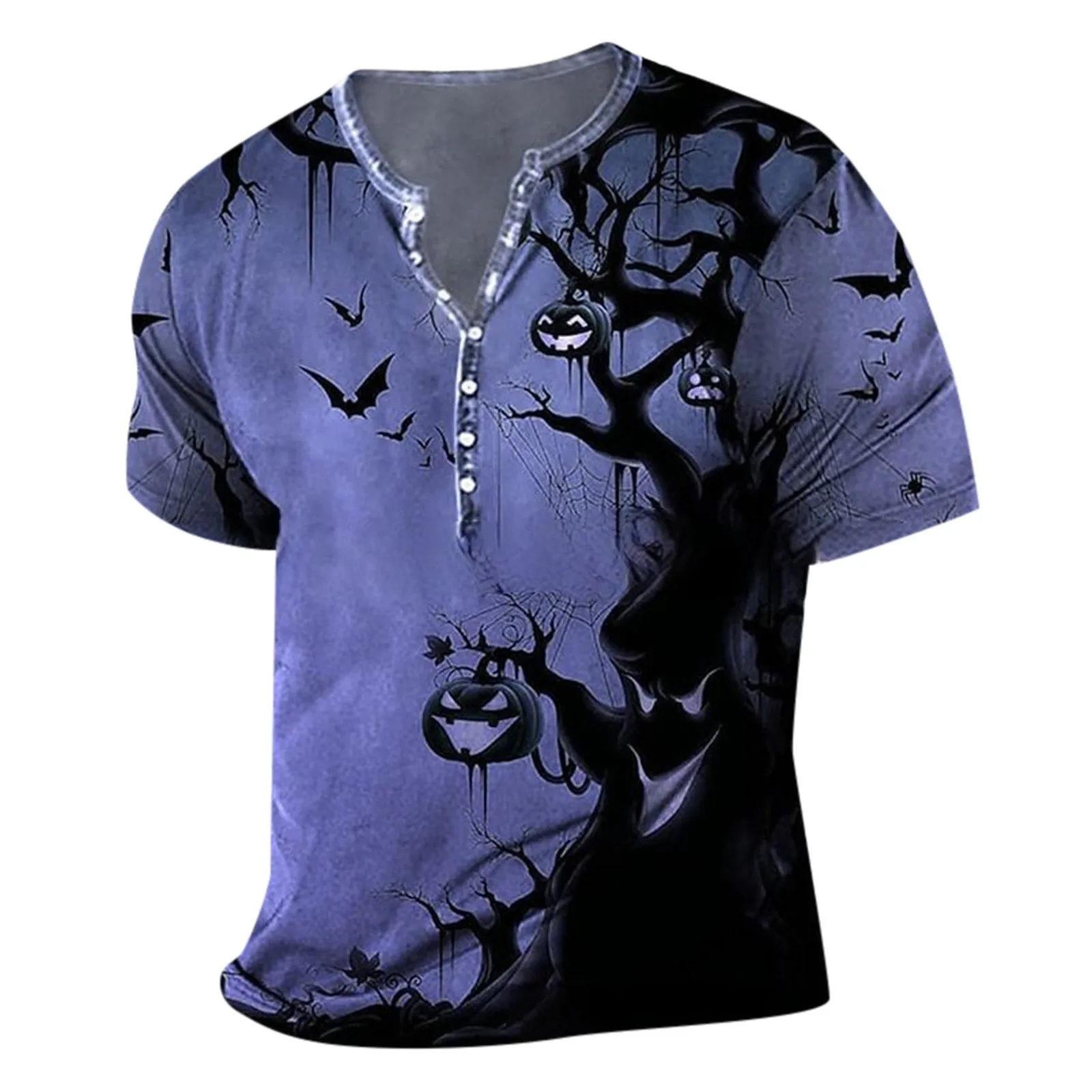 

Men Shirt Men's Halloween Printed Short Sleeved V Neck T Shirt Shirt Summer Men