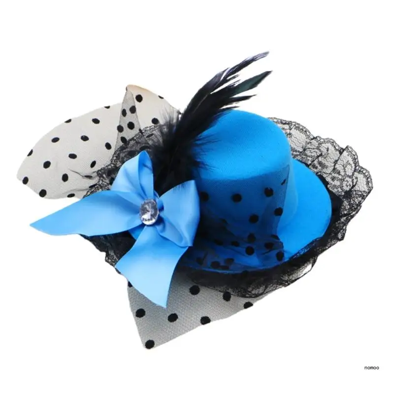 

New Women Bow Hair Clips Lace Feather Mini Top Hat Fancy Fascinator Party