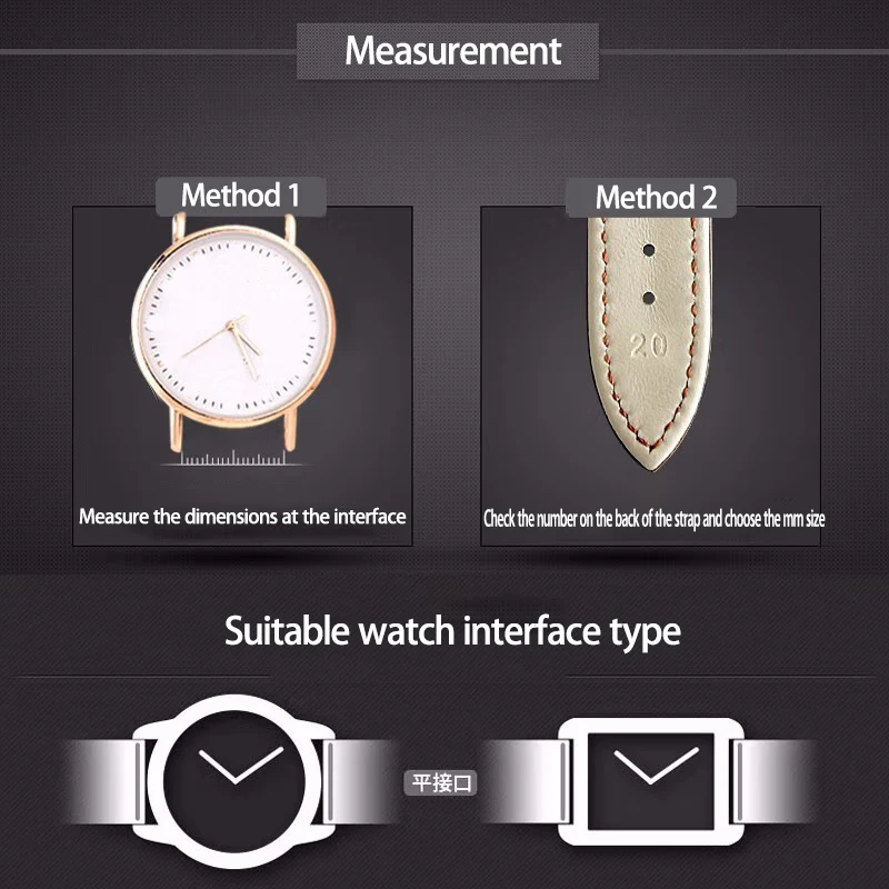 Universal Replacement Leather Watch Strap High-quality Cowhide Strap Pin Butterfly Buckle Watch Band 12mm 14mm 18mm with Tool