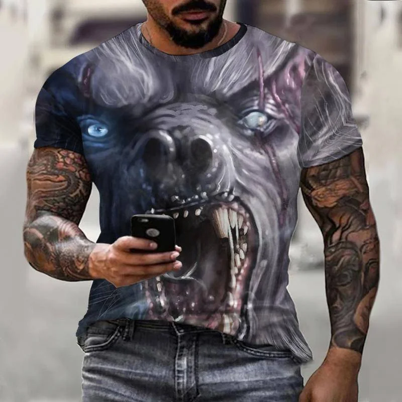 

Animal Wild Wolf 3D Printed Street Fashion Brand Men Tops New Summer Men's T-Shirts Short Sleeve Oversized O-Neck