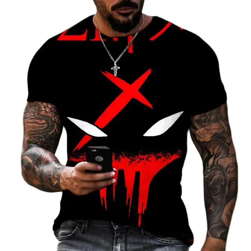 

2022 Summer Men's Fashion Graffiti 3d Printed T-shirt Funny Pattern O-shaped Round Neck Short Sleeve Loose Street Hip Hop Top