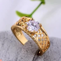 round cut cubic zircon women ring 18k yellow gold filled simple style engagement lady accessories gift size 8