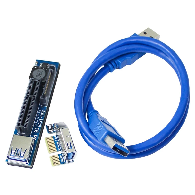 

PCIE X1 To X4 Riser Card Extension Cable USB3.0 PCI-E Adapter Cable For Desktop Computer
