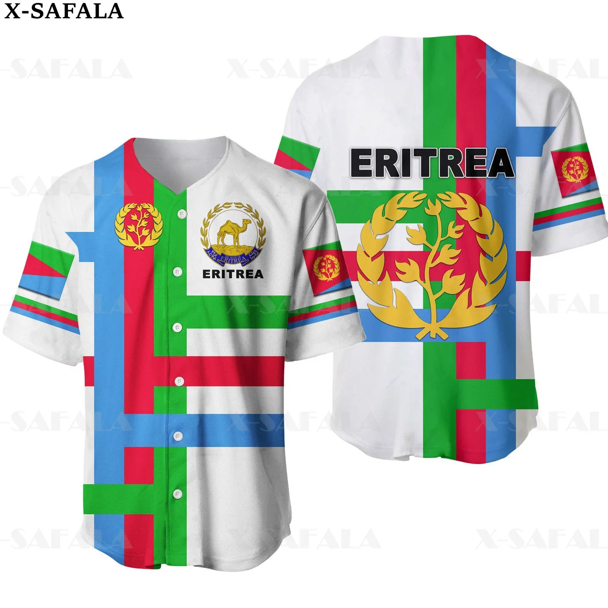 

ERITREA SOUTH AFRICA COAT OF ARMS Love Country Flag 3D Printed Baseball Jersey Shirt Men's Tops Tee Oversized Streetwear-2