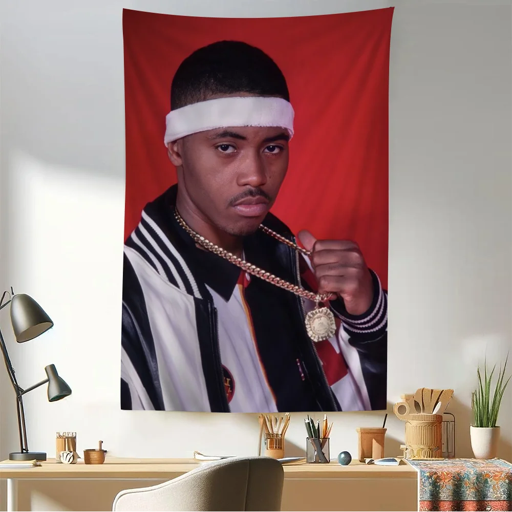 Hip Hop Rapper Rockstar NAS Printed Large Wall Tapestry Cheap Hippie Hanging Bohemian Tapestries Mandala Home Decor