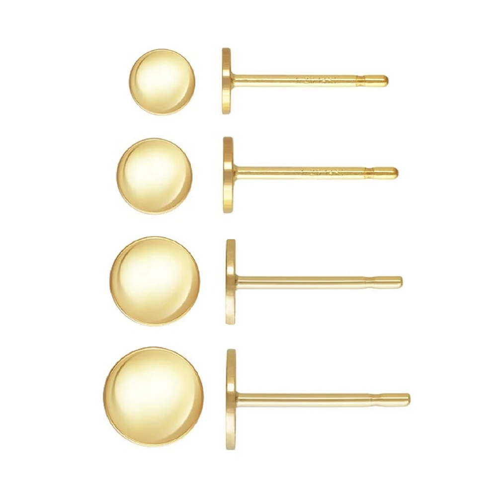 

14K Gold Filled Earring Post with Flat Back 2.5mm 3mm 4mm 5mm Circle Disc Pad Ear Post w/ Stoppers