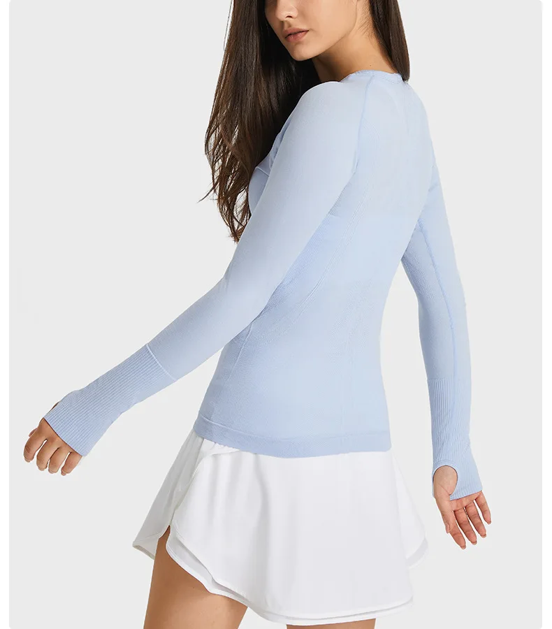 Lulu Women's Shirt Breathable Quick Dry Yoga Fitness Crop Top Blouses Long Sleeve Sportswear Cropped Gym Workout Sports Female