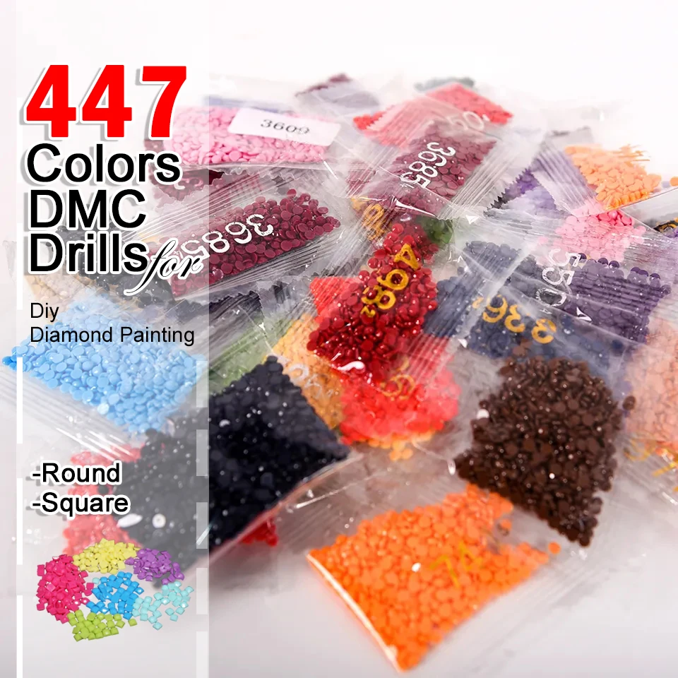 DMC 447 цветов сверла квадратные круглые 5D 