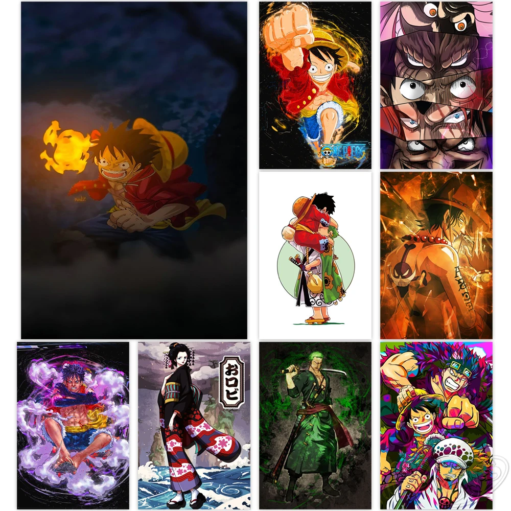 

Canvas HD Print One Piece Poster Wall Art Monkey D. Luffy Home Decor Portgas D Ace Painting Modular Pictures Artwork Living Room