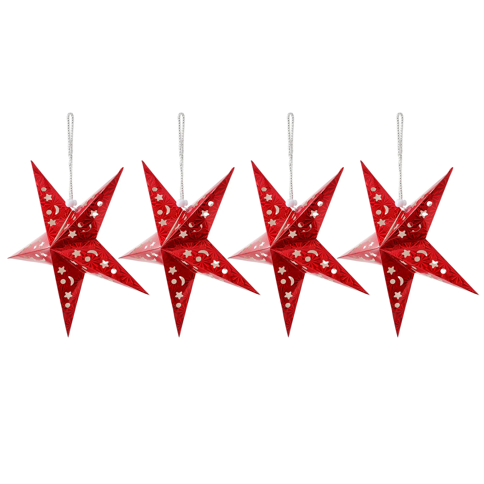 

4 Pcs Pentagram Pendant Five Point Star Lantern Garland Hanging Lamp Shade Wreath