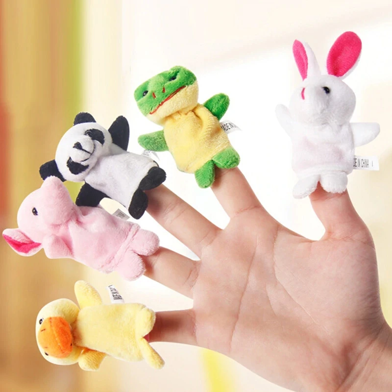 

HOT Sales 10pcs Cute Cartoon Biological Animal Finger Puppet Plush Toys Child Baby Favor Dolls Boys Girls for Children Gift