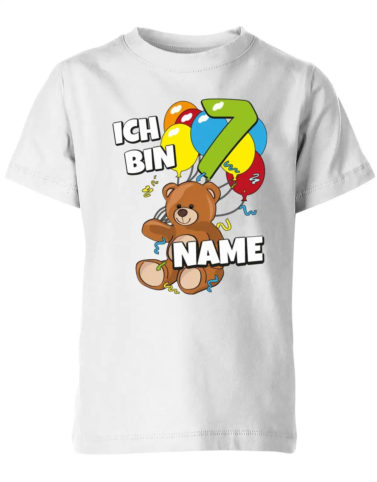 Geburtstagsshirt 7 Ich Bin teddybфора с пневматическими шарами и именем