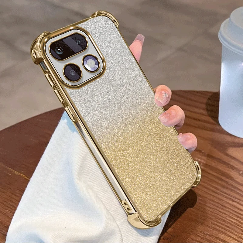 Прозрачный защитный чехол с блестящим покрытием для Realme 16 Pro 5G, гибкий чехол из ТПУ с защитой от ударов по четырем углам (art.: 3920da340adce) - 3920da340adce