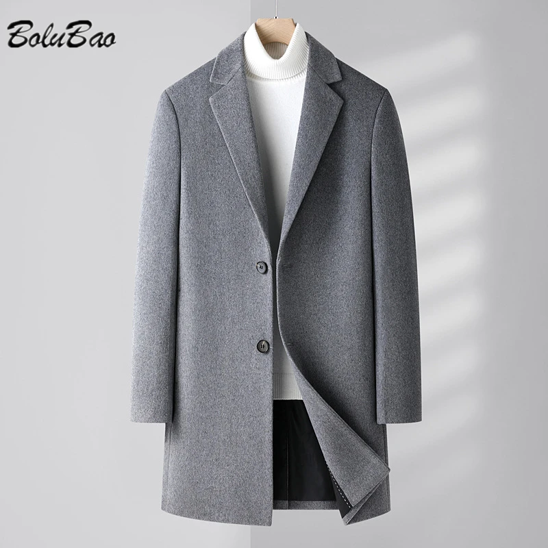 BOLUBAO 2022 Men's Wool Blend Coats Winter New Thickening Warm Mid-Length Coat High Quality Design Trend Wool Blend Coat Men