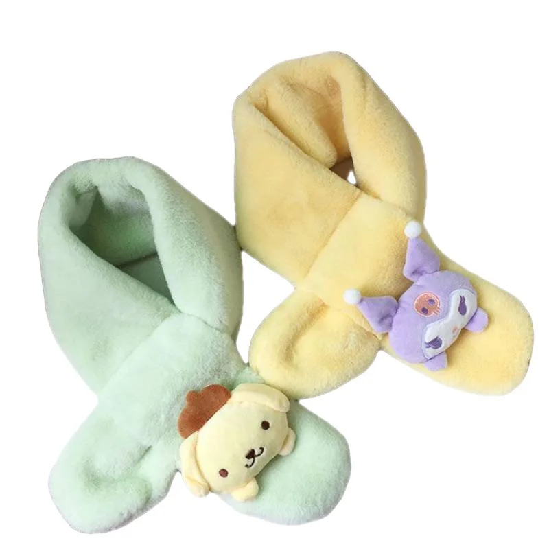 

Kawaii Sanrio Scarf Mymelody Kuromi Cinnamoroll Autumn Cartoon Baby Plush Scarf Student Warm Neck Children's Gift
