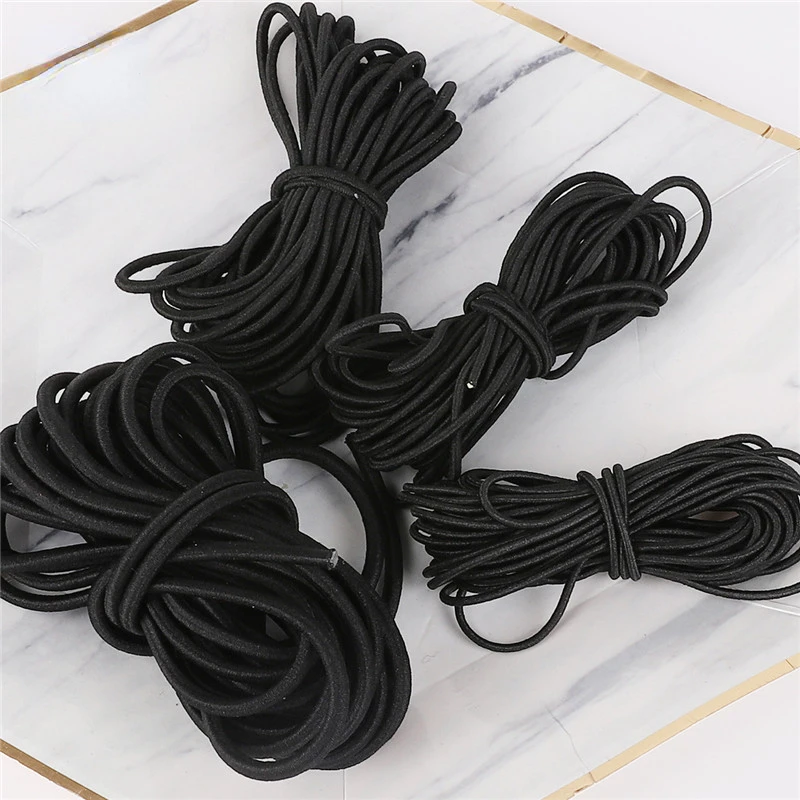 

1/1.5/2/2.5/3/4/5mm Black Round Thread Cord Elastic Band Elastic Rope Rubber Band Elastic Line DIY Sewing Accessories